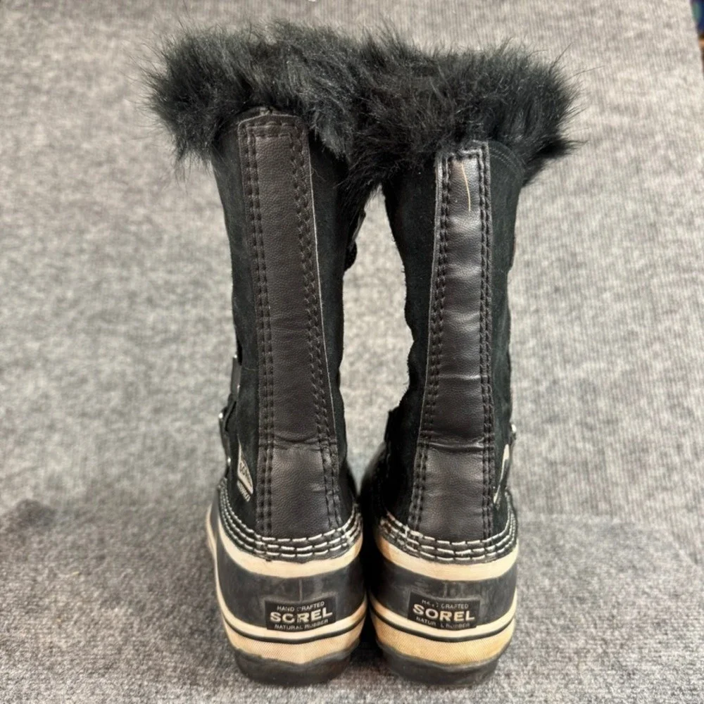 Sorel Joan of Arctic Black Waterproof Winter Snow Boots Faux Fur Trim 2